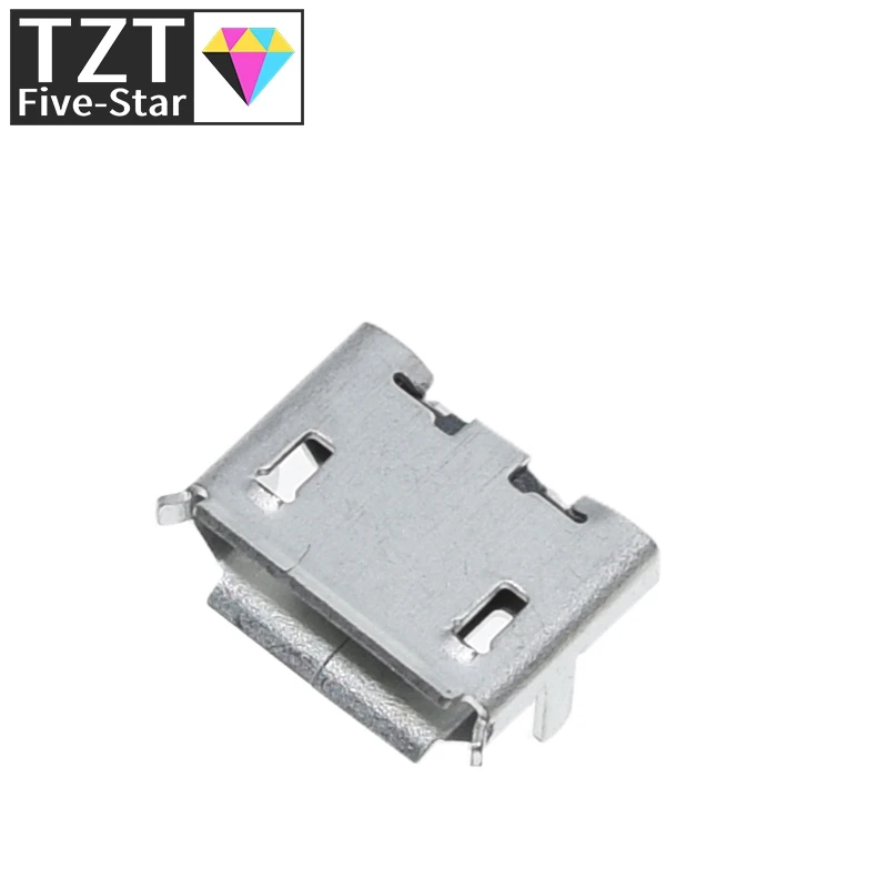 100 шт. Micro USB 5-контактный разъем без бокового бычьего рога usb-разъем плоский рот