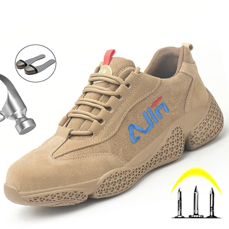 

Мужские защитные ботинки со стальным носком, дышащие рабочие кроссовки, защита от проколов, разрушаемая обувь