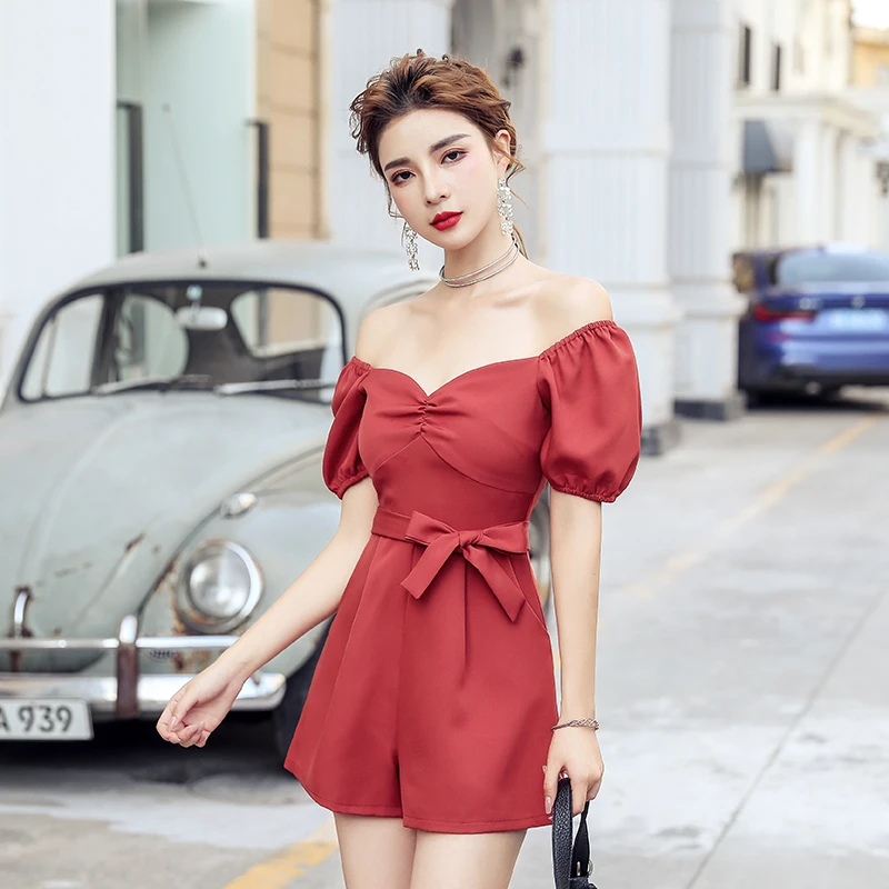 

Multi Styles Summer Jumpsuit Playsuit Women Kimono Patchwork V-neck Ruffles Back Zipper Lantern Sleeve Wide Leg Overalls Rompers
