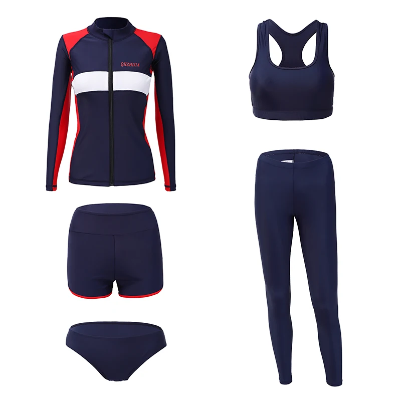 Женский комплект из 5 предметов пляжная одежда для серфинга топ на молнии с