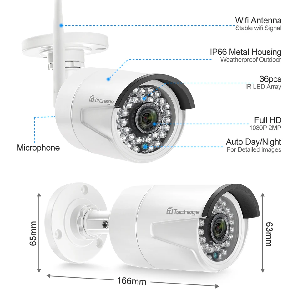 Techage 4CH NVR 1080P Wi-Fi Камера Системы аудио запись Беспроводной IP s Открытый