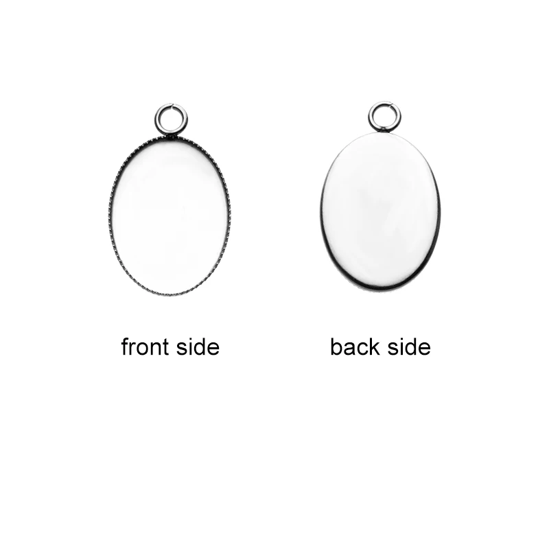 20pcs Stainless Steel 13x18/18x25mm Oval Blank Jagged Bezel Charms Pendant Cabochon Base For DIY Jewelry Making Accessories - купить по