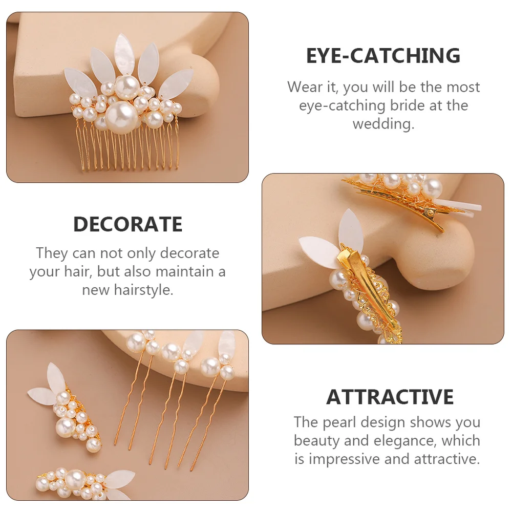 

1 Set Pearl Hair Accessories Hair Clip Comb Pearl Hairpins Wedding Hair Clips