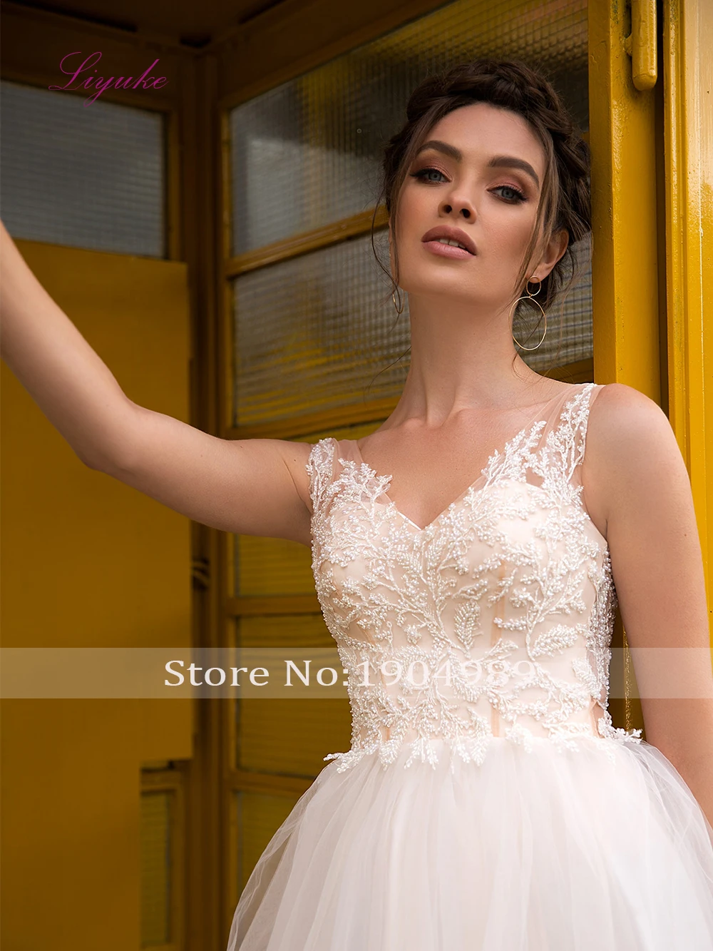Liyuke 2019 свадебное платье трапециевидной формы с кружевной аппликацией без