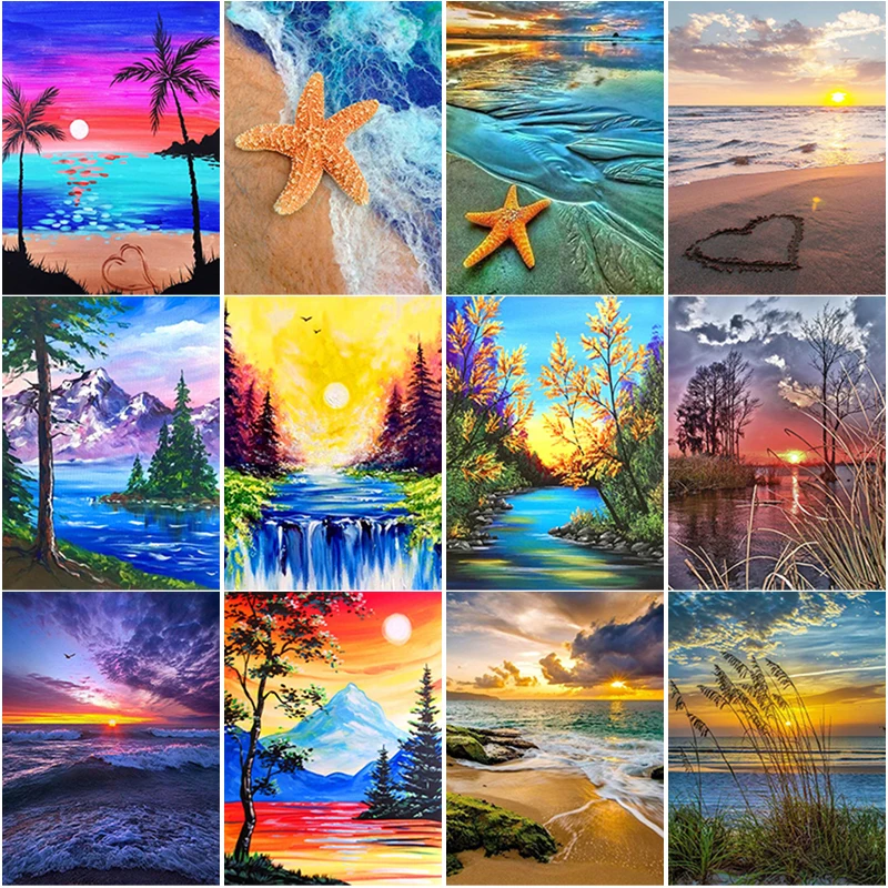 

New 5D DIY Diamond Painting Scenery Cross Stitch Full Square Round Drill Sea View Diamond Embroidery Crafts Home Decor Art Gift