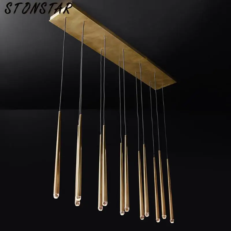 

Modern minimalist copper chandelier American restaurant decoration bronze G9 lighting LED crystal single 1637331