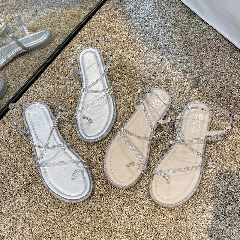

Ankle Strap 2021 Summer Sale Of Women's Shoes Flat Sandals Suit Female Beige Clear Heels New Without Black Girls Fashion Comfort