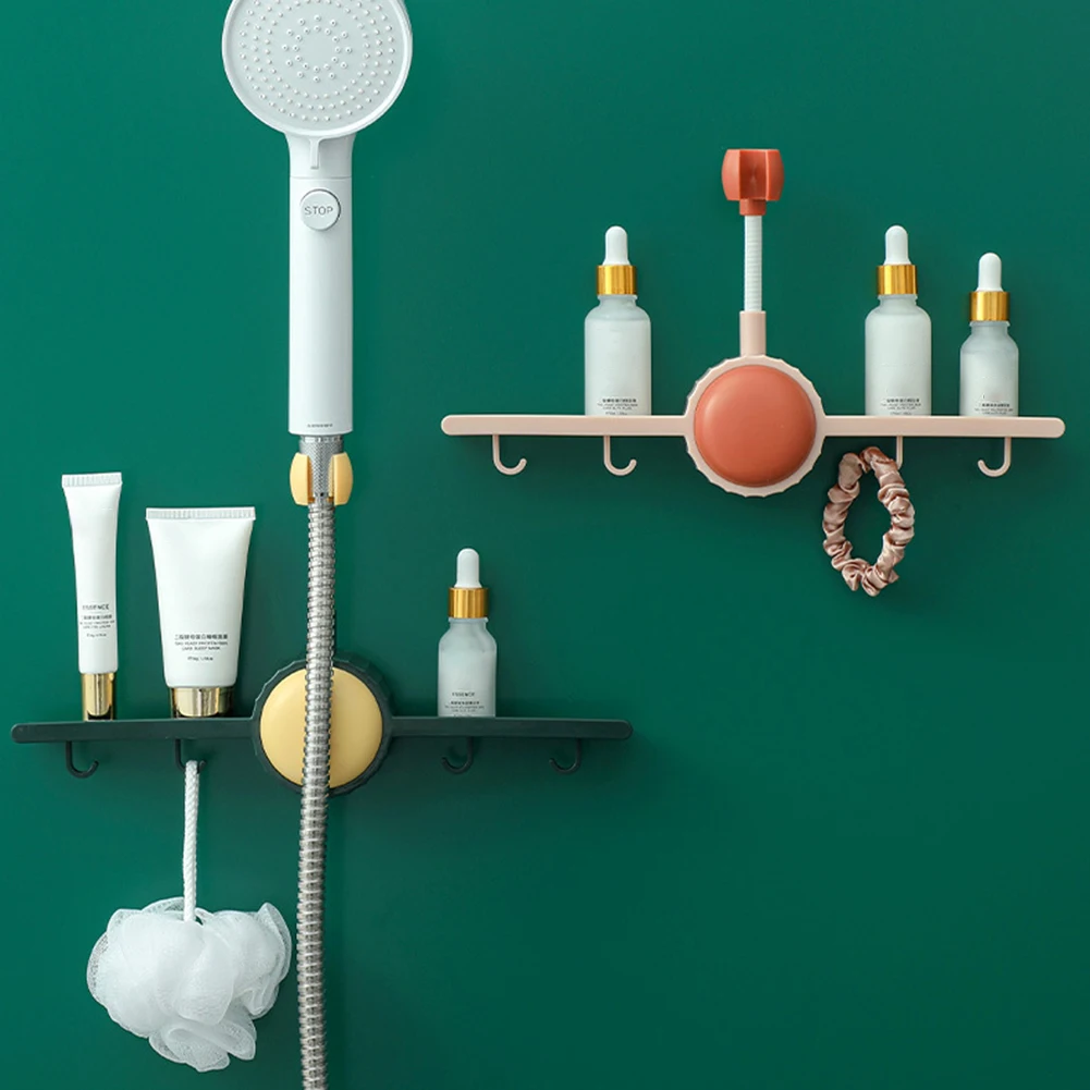 

Adjustable Shower Holder Rack with Hanging Hook Self-Adhesive Sprayer Nozzle Stand Punch Free Bath Bathroom Wall Mounted Shelf