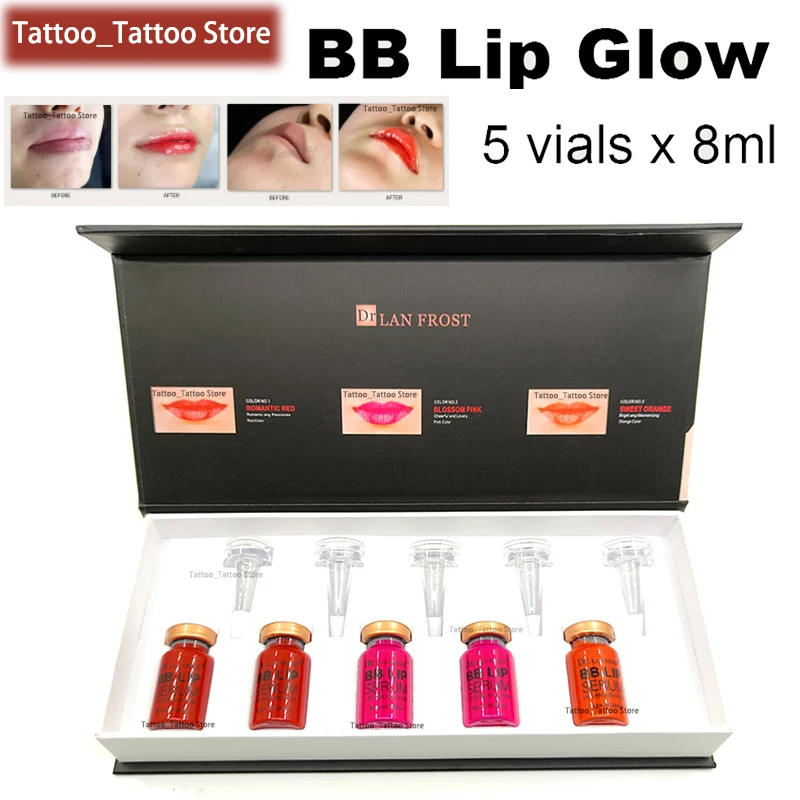 

8ml BB Lips Glow Serum Ampoule Starter Kit Lip Gloss Korean BB Cream Pigment for Lip Coloring Moisturizing Microneedle Treatment