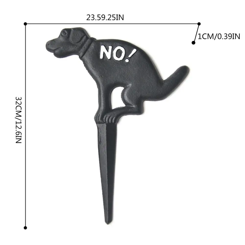 

No Pooping Yard Sign Cast Iron NO! Puppy Landscape Decorated Inserted European American Grass For Home Garden Decoration