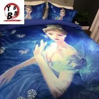 

4Pcs Queen king size Luxury 3D princess Bedding sets blue color Bedclothes Comforter Cover Set Bed sheet Pillowcase for wedding