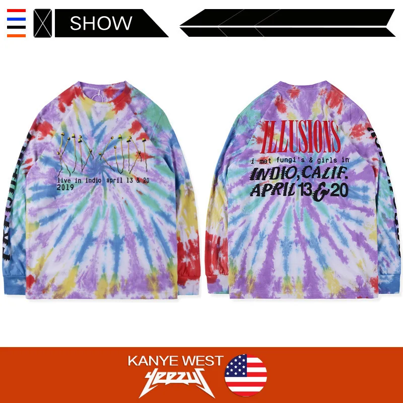 

Kanye fidong long sleeve T-shirt cpfm.xyz illusions Ti dye graffiti long sleeve