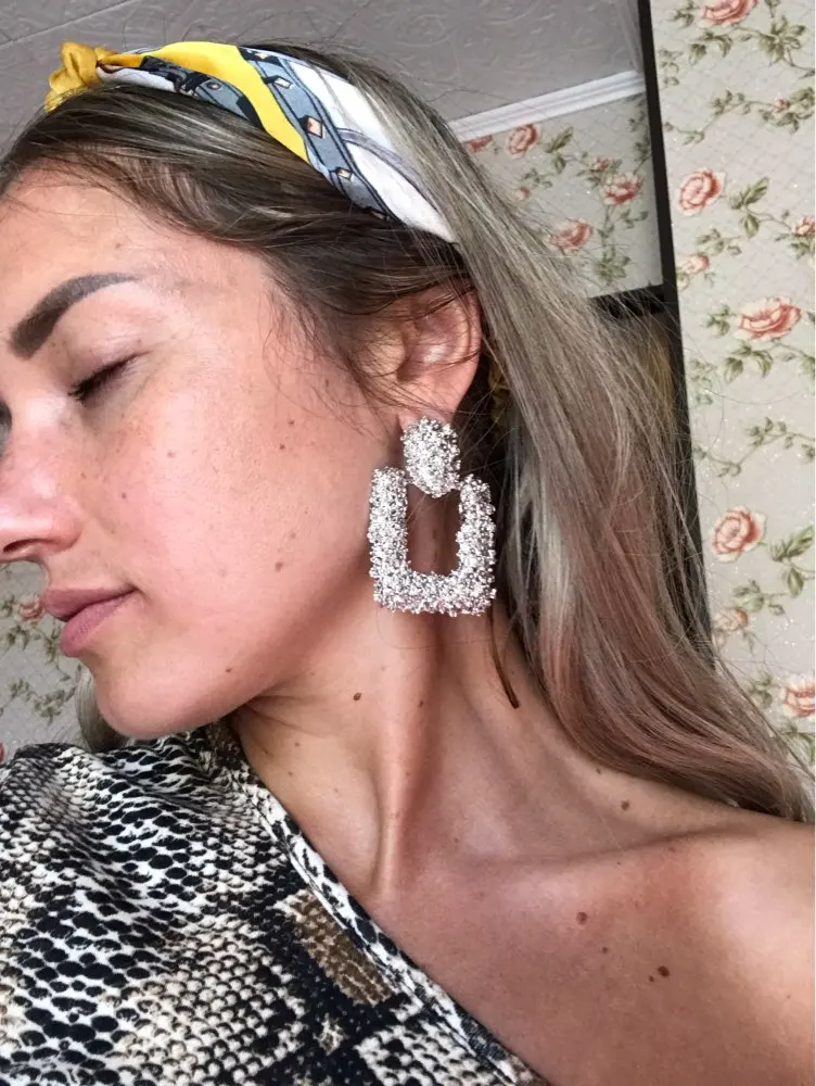 Золотые модные Подвесные серьги 2019 большие геометрические для женщин висячие в