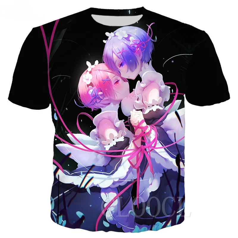

Футболка Мужская/женская с 3D-принтом, смешная Милая рубашка с рисунком аниме «лолита», «Re: Zero Rem Ram», Модный повседневный топ в уличном стиле Х...