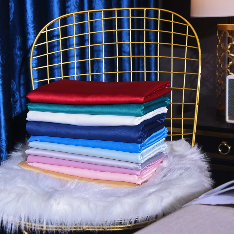 

Two Side High Quality Faux Silk Pillowcases High-End Embroidery Solid Color Pillow Case Pillowcase for Healthy Sleep 48x74cm