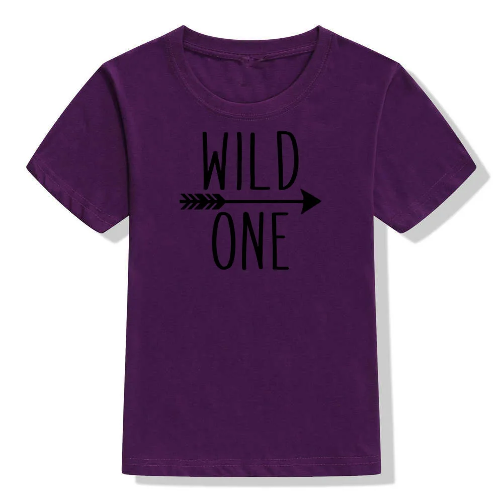 51J3-KSTPP- Wild One/детская футболка для первого дня рождения; Повседневная футболка для маленьких мальчиков и девочек; Детские забавные модные футболки с короткими рукавами; комплекты одежды - Цвет: 51J3-KSTPP-
