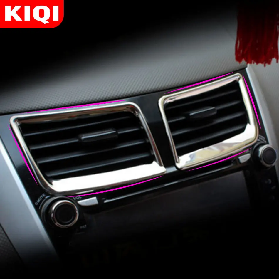 2Pcs/Set ABS Chrome Car Center Air Vent Protection Trim Sticker for Hyundai Verna Solaris 2012 2013 2014 2015 Accessories | Автомобили и