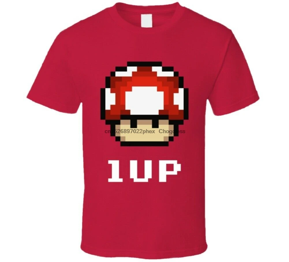Новая ретро-футболка с изображением грибов красного цвета 1up для видеоигр Marios |