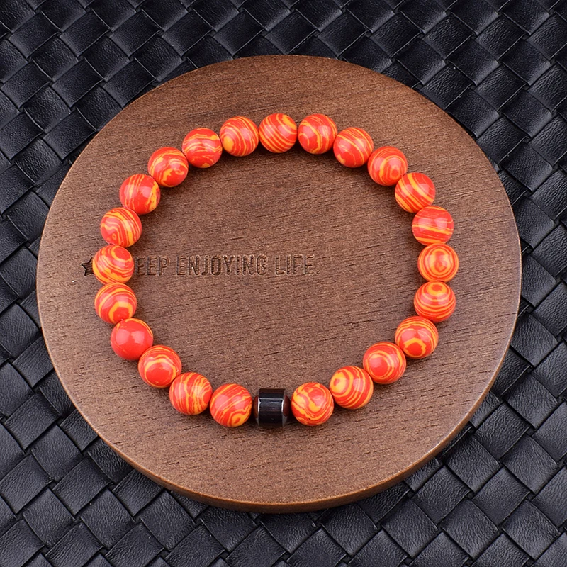 Браслеты мужские из гематита и бирюзы с черной линией модные ювелирные украшения