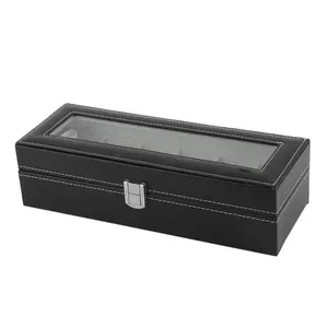 3/6 Grids Leather Watch Box Watch Display Case Storage Box With Metal Lock Watch Display Case Storag