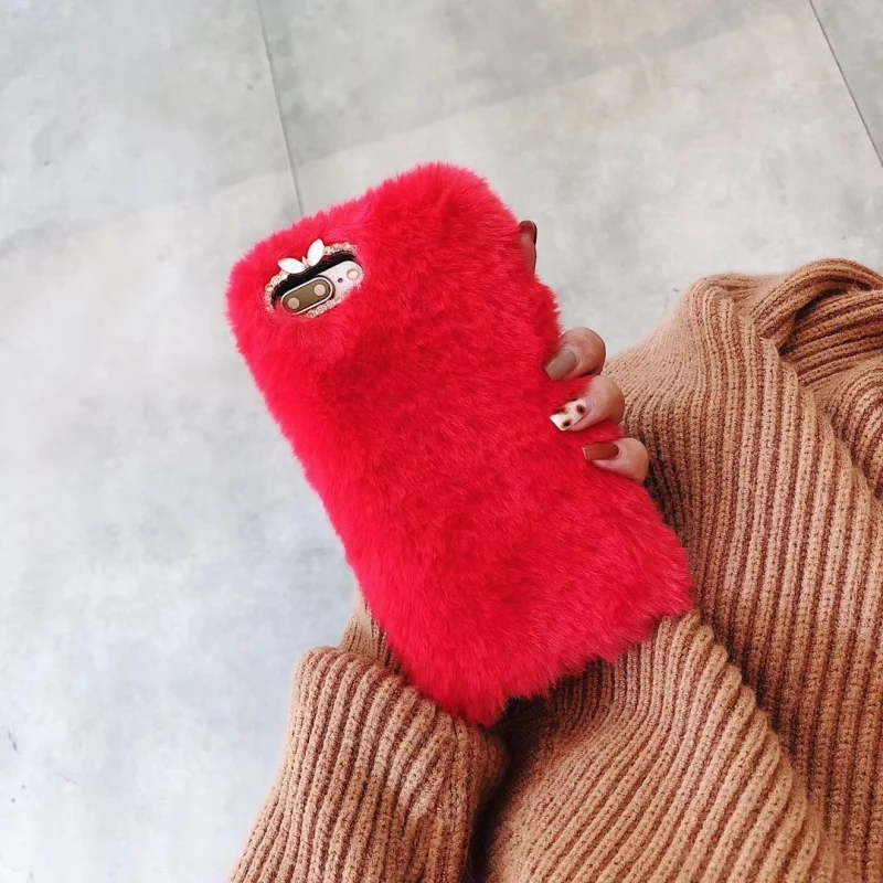 Теплый Меховой чехол для Xiaomi Redmi Note 4 4X 5 5A 6 Pro 4A S2 9A 9C 9S 9 MAX Пушистый Зимний