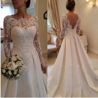 2019 custom made robe de mariage whiteivory satin applique long sleeve lace vestido de casamento mother of the bride dresses