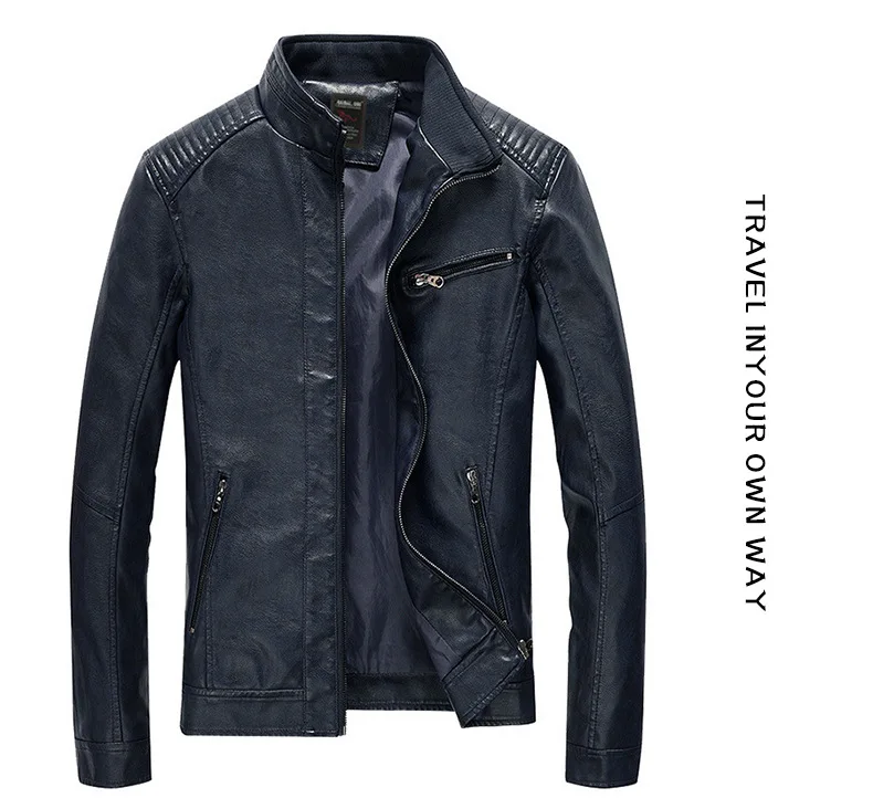 

Mountainskin Men's Leather Jackets Stand Collar PU Coat Male Motorcycle Leather Jacket Casual Slim Mens Brand Clothing