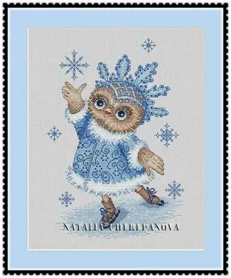

tt Rabbit and fox with love cross stitch kit Animal cotton thread Love lock canvas stitching embroidery An Owl Skating