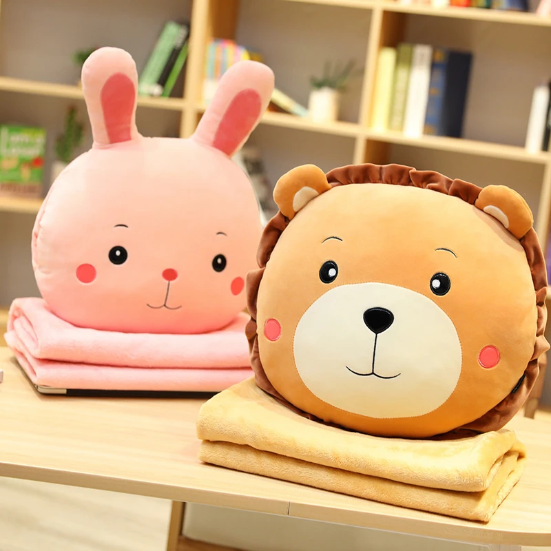 Горячая Лягушка Кролик Кукла Подушка с мягким фланелевым одеялом набивная