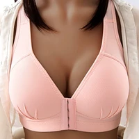 sexy plus size push up bra front closure solid color brassiere wire free bralette seamless bras for women hot sale