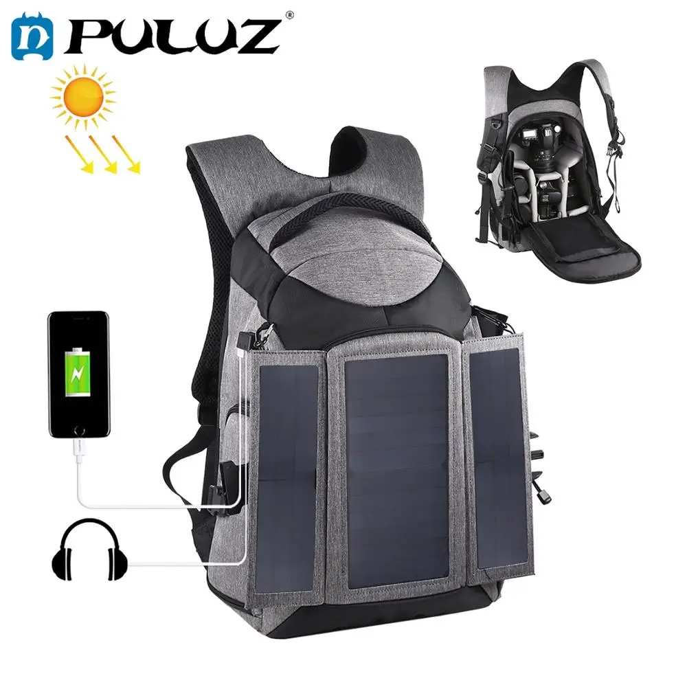 PULUZ складной рюкзак на 14 Вт с двойным плечевым ремнем и отверстием для наушников