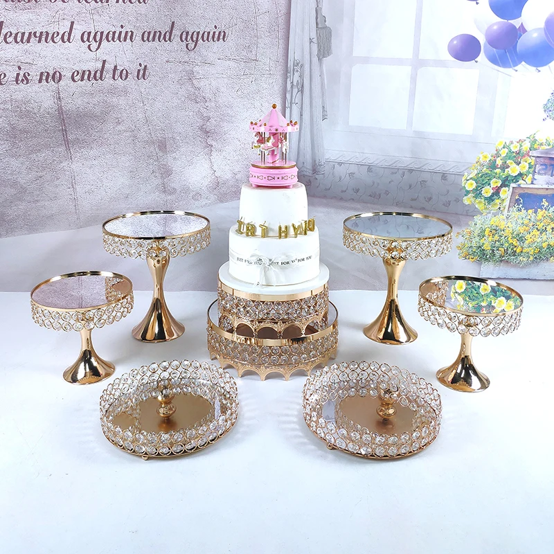 Подставка для торта 5-17 шт. золотая с кристаллами | Дом и сад