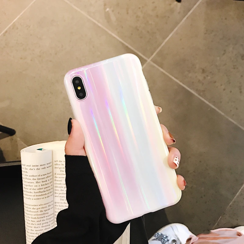 Лазерный Радужный телефонный чехол GlamPhoneCase для iPhone X XS Max XR мягкий силиконовый 7 8 6