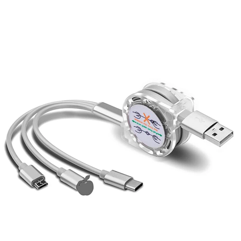 Выдвижной зарядный кабель с несколькими USB-портами Шнур Micro USB Type-C для Samsung