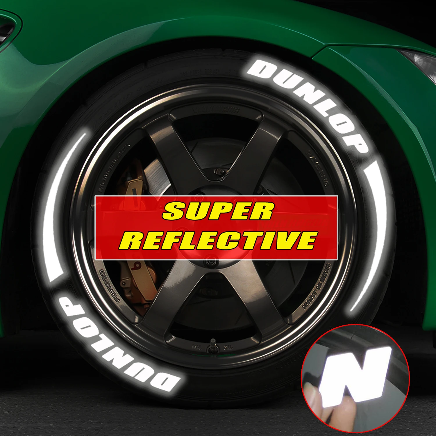 

For 15″ 16″ 17″ 18″ 19″ Tire Reflective Lettering Stickers Car Decoration Stickers Letter Decals for 4 Tires Car Tuning Decals