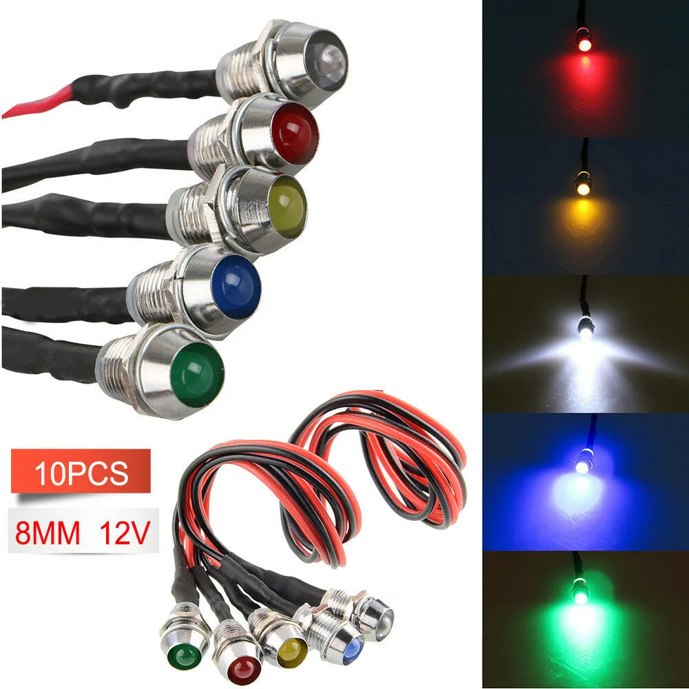 

LED Car Indicator Lights Lamp Pilot Warning 10pcs Set Dash High Quality