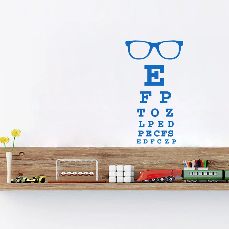 

Glasses Eye Chart Optical Wall Sticker Eye Doctor Optometry Hipster Eyewear Specs Frames Glass Wall Decal Vinyl Window Poster