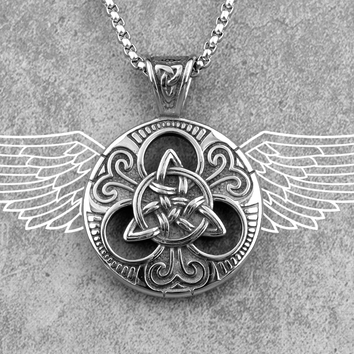 

Viking Symbol Celtic Knot Stainless Steel Men Necklaces Pendants Chain Punk for Boyfriend Male Jewelry Creativity Gift Wholesale