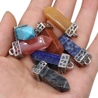 natural stone pendant taper shape metal alloy exquisite charms for jewelry making diy bracelet necklace earring accessories