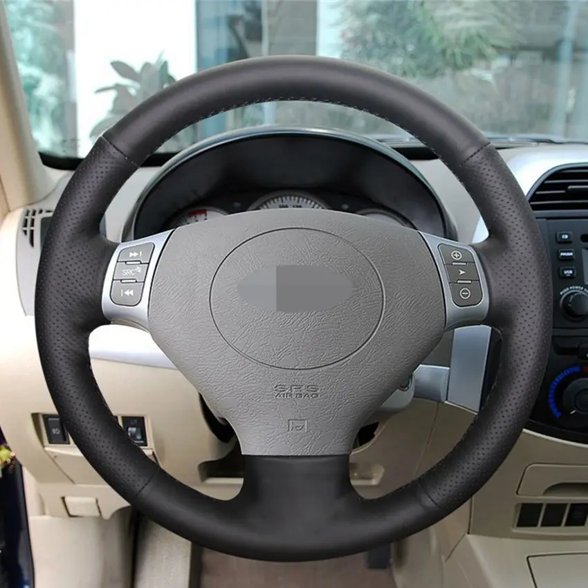 Оплетки руля из искусственной кожи черного цвета ручной работы для Chery Tiggo 2007