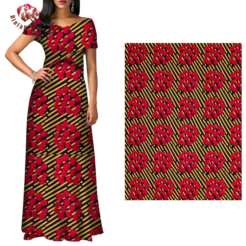 

BintaRealWax 6 Yards/lot Ankara Fabric African Real Wax Print DIY Handwroking Material Party Dress High Quality Cloth FP6429