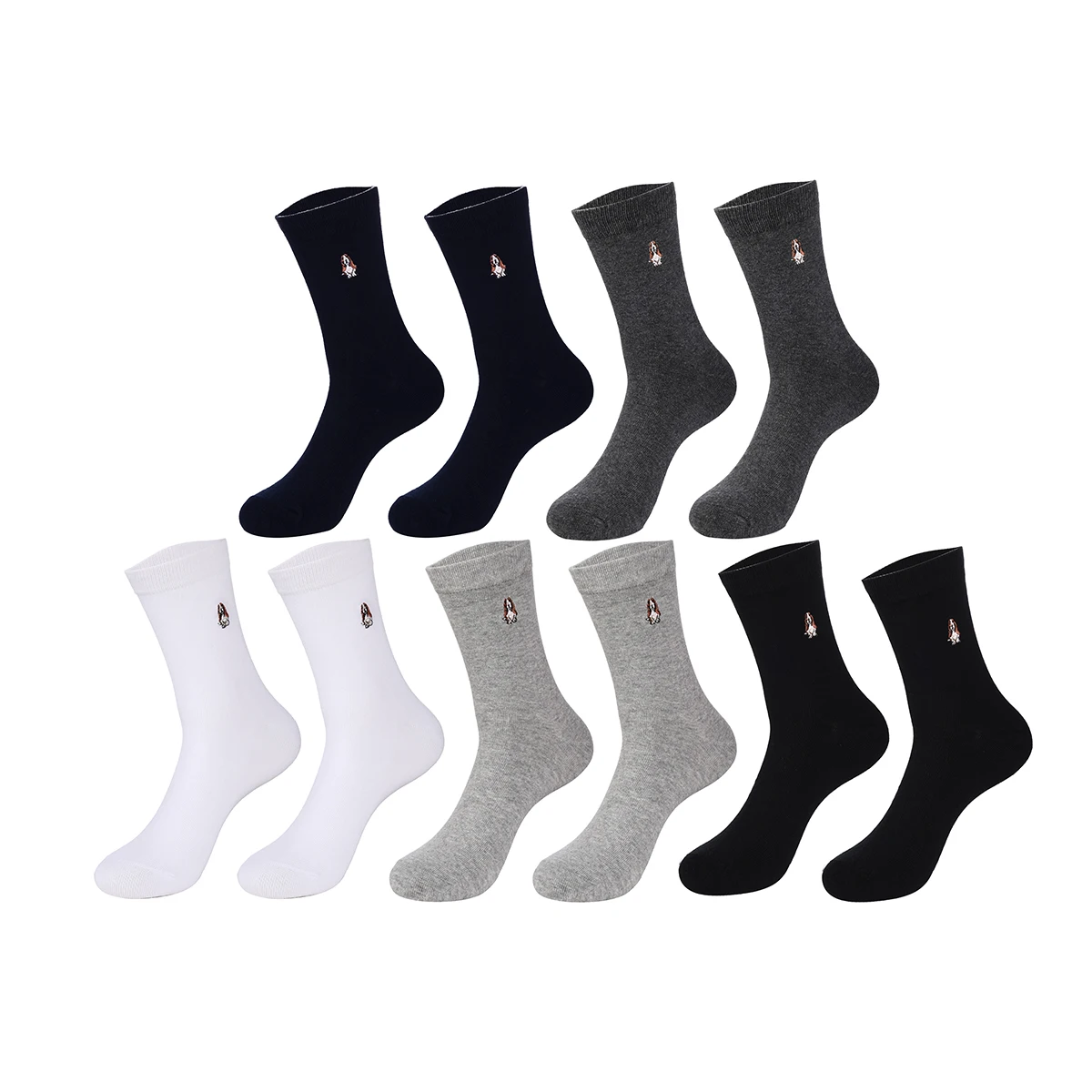 

5 pairs Men's socks Casual Business Solid color sports socks medium tube socks breathable cotton sports socks dog head socks