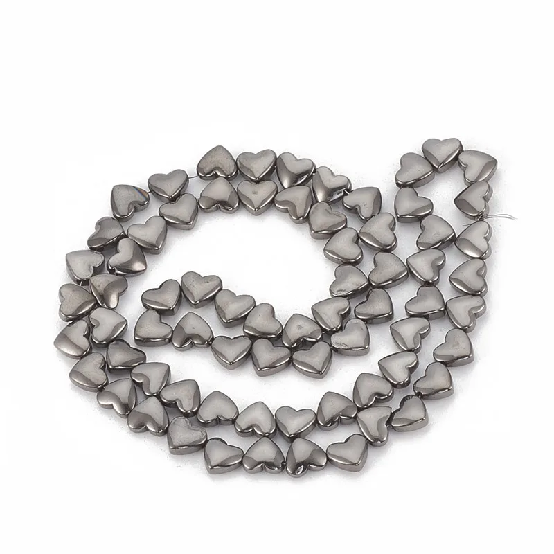 Gunmetal 10 нитей в форме сердца гальванические немагнитные синтетические гематитовые бусины нити для самостоятельного изготовления ювелирных изделий браслет ожерелье - Цвет: Gunmetal