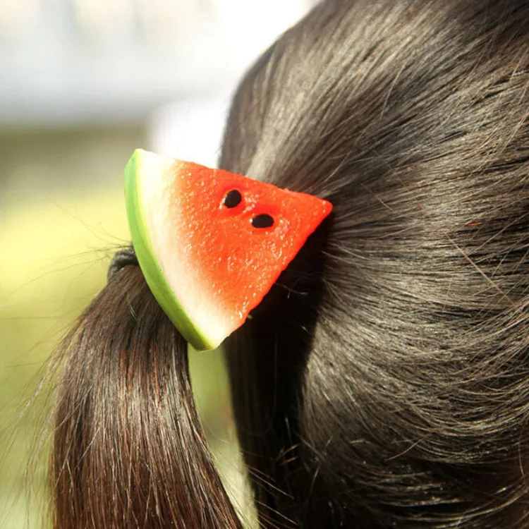 

New Summer Style Many Patterns Fruits Slice Hair Accessories Clip Kids Women Elastic Hair Bands Ponytail Holder Gum Headwear