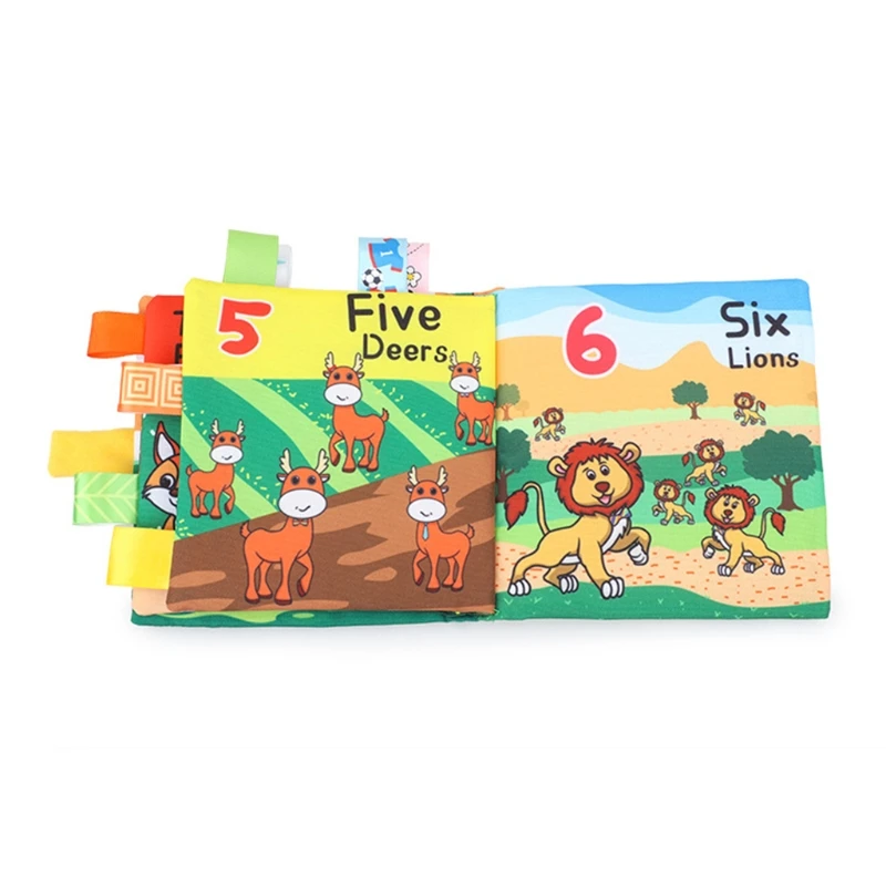 

D7WF Cloth Books for early Children's Development with Cute Elements Activity Book Non-toxic Crinkle Cloth Made Book
