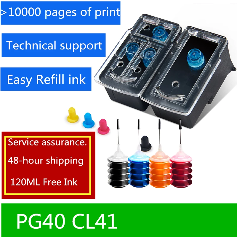 Перезаправляемый картридж PG 40 PG40 CL41 совместимый для Canon PIXMA IP1180 1880 1980 MP145 MX300 MX310 MP160
