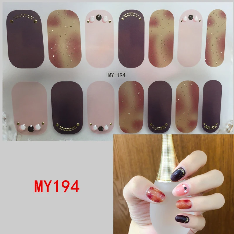 

14PCS Press On Full Cover Manicure Stickers Removable Nail Art Stickers Nail Accessories For Woman