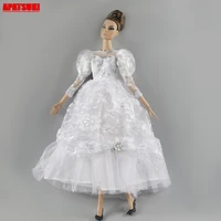white lace princess long dress for barbie doll wedding dress for 16 bjd doll evening party dress for 16 dolls best diy for toy