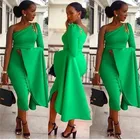 Зеленые южноафриканские короткие платья-русалки для выпускного вечера, Коктейльная одежда для женщин, недорогие официальные платья длиной ea на одно плечо