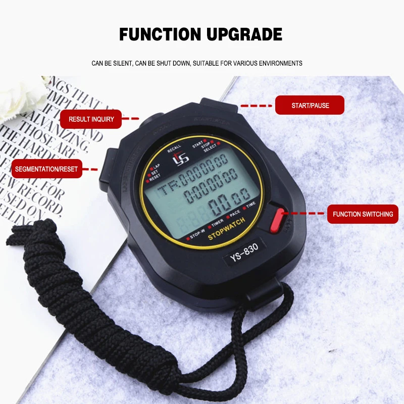 ABS водонепроницаемый цифровой профессиональный ручной ЖК хронограф спортивный